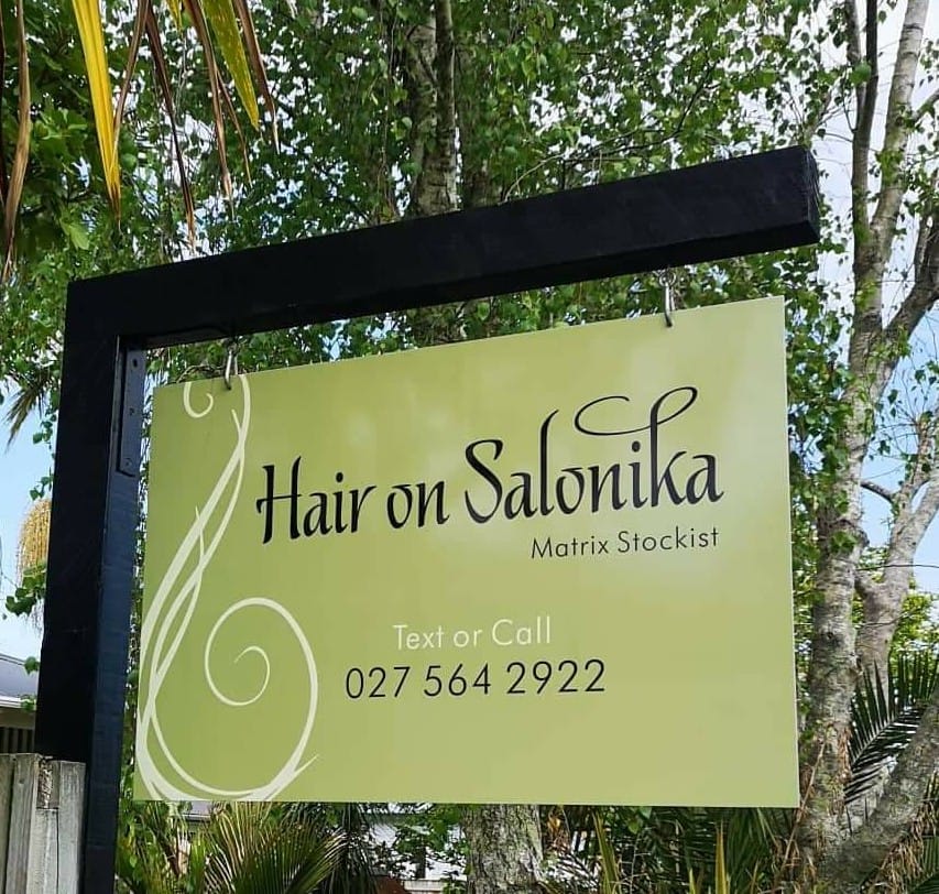 hair on salonika sign